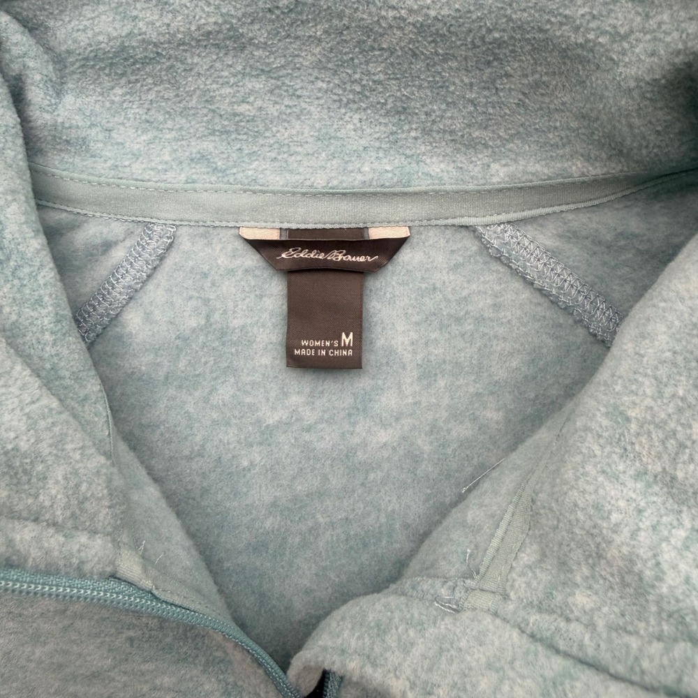 Eddie Bauer Womens Quarter Zip Fleece Pullover Heathered Green Size M - Picture 3 of 7
